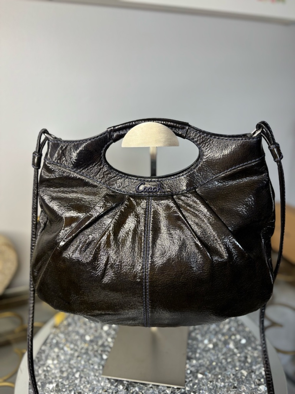 Coach 2009 Lexi Pleated Patent Leather Crossbody EUC